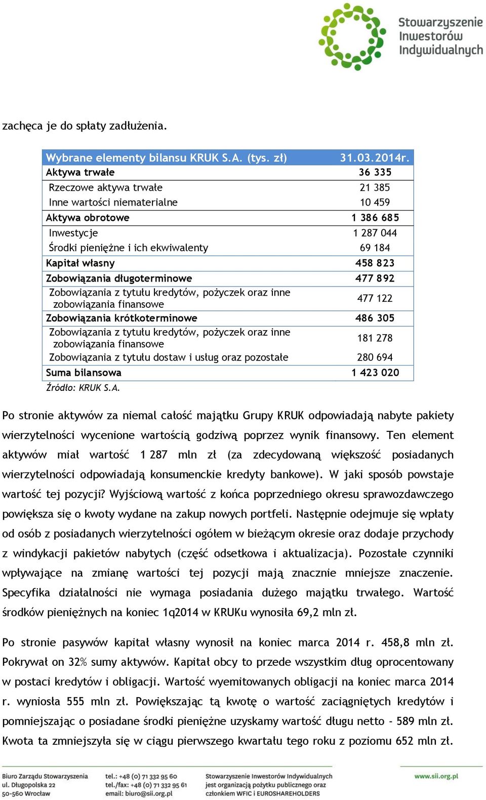 Zobowiązania długoterminowe 477 892 Zobowiązania z tytułu kredytów, pożyczek oraz inne zobowiązania finansowe 477 122 Zobowiązania krótkoterminowe 486 305 Zobowiązania z tytułu kredytów, pożyczek