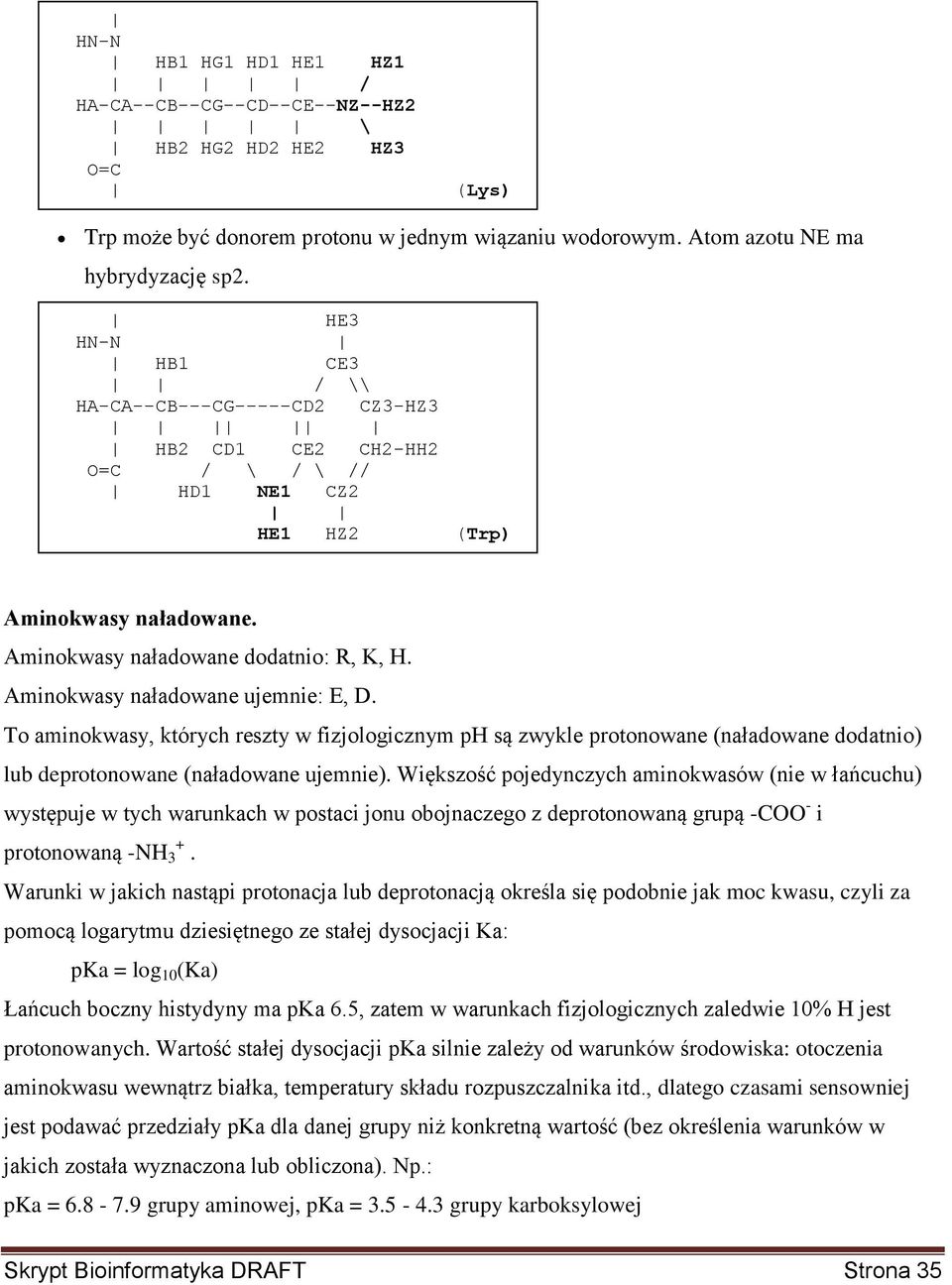 Aminokwasy naładowane ujemnie: E, D. To aminokwasy, których reszty w fizjologicznym ph są zwykle protonowane (naładowane dodatnio) lub deprotonowane (naładowane ujemnie).