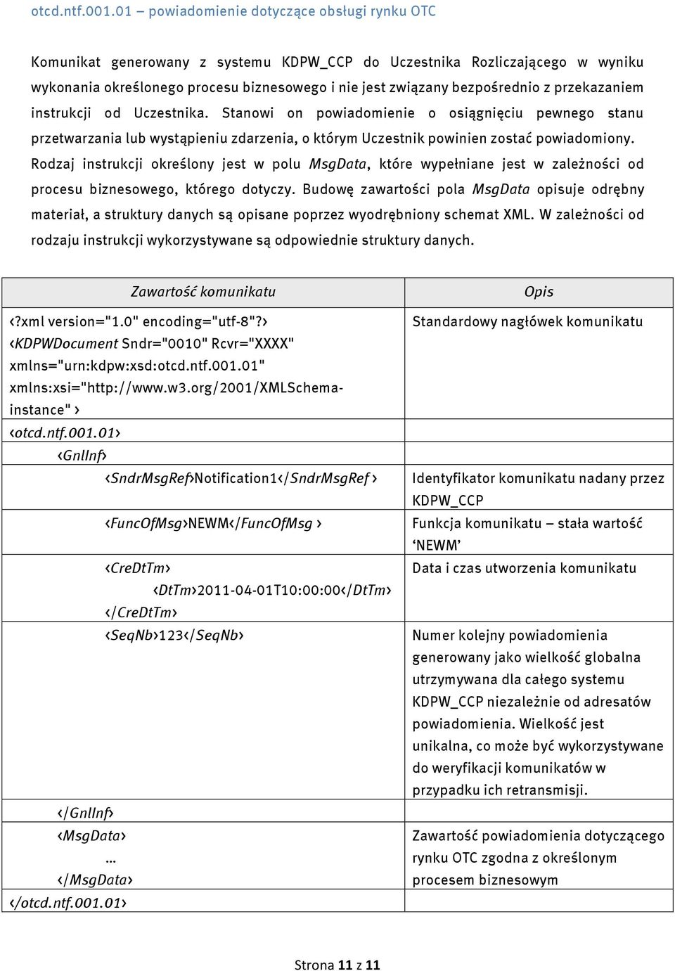 przekazaniem instrukcji od Uczestnika. Stanowi on powiadomienie o osiągnięciu pewnego stanu przetwarzania lub wystąpieniu zdarzenia, o którym Uczestnik powinien zostać powiadomiony.