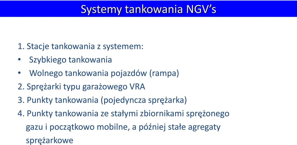 pojazdów (rampa) 2. Sprężarki typu garażowego VRA 3.