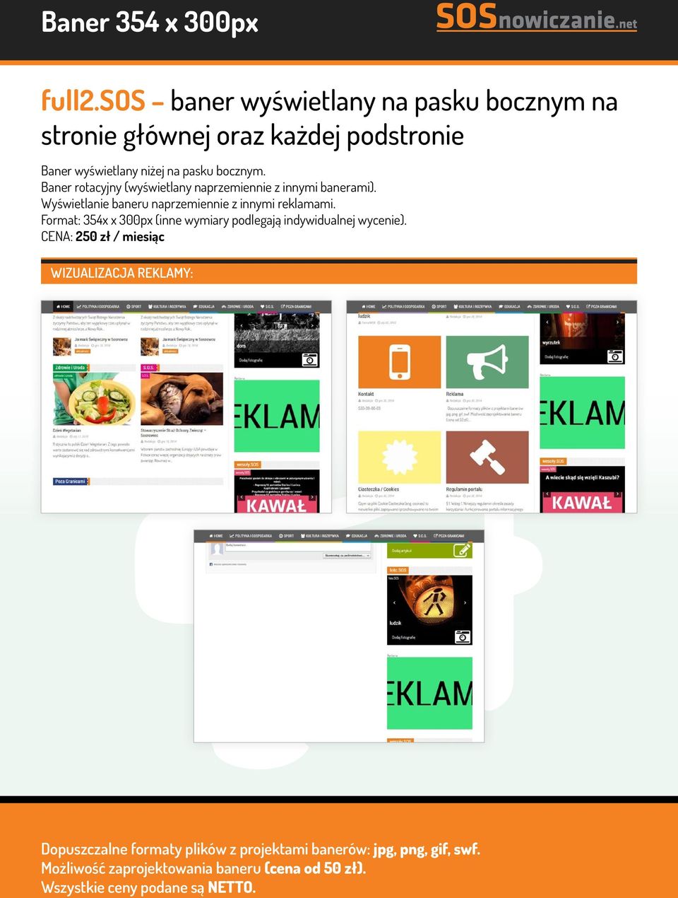 oraz każdej podstronie Baner wyświetlany niżej na pasku