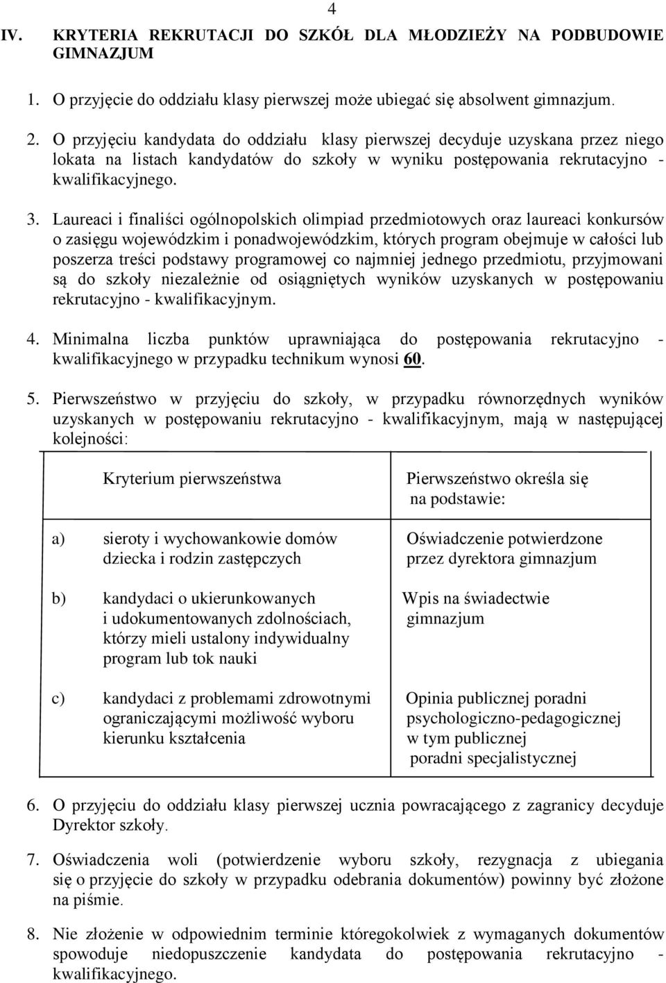 Laureaci i finaliści ogólnopolskich olimpiad przedmiotowych oraz laureaci konkursów o zasięgu wojewódzkim i ponadwojewódzkim, których program obejmuje w całości lub poszerza treści podstawy