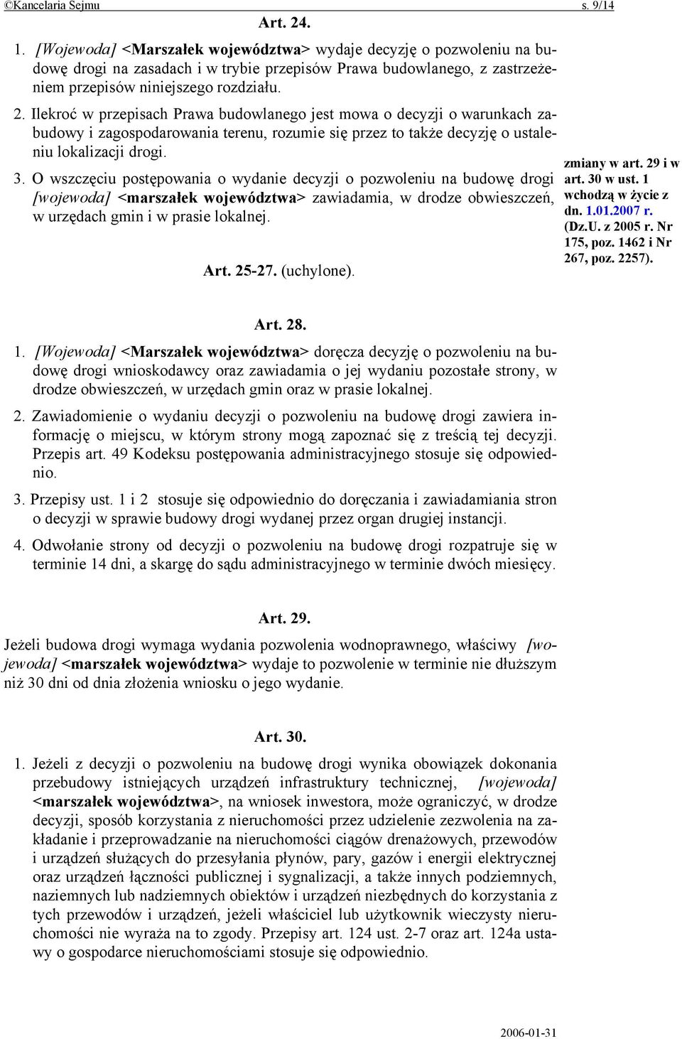 Ilekroć w przepisach Prawa budowlanego jest mowa o decyzji o warunkach zabudowy i zagospodarowania terenu, rozumie się przez to także decyzję o ustaleniu lokalizacji drogi. 3.