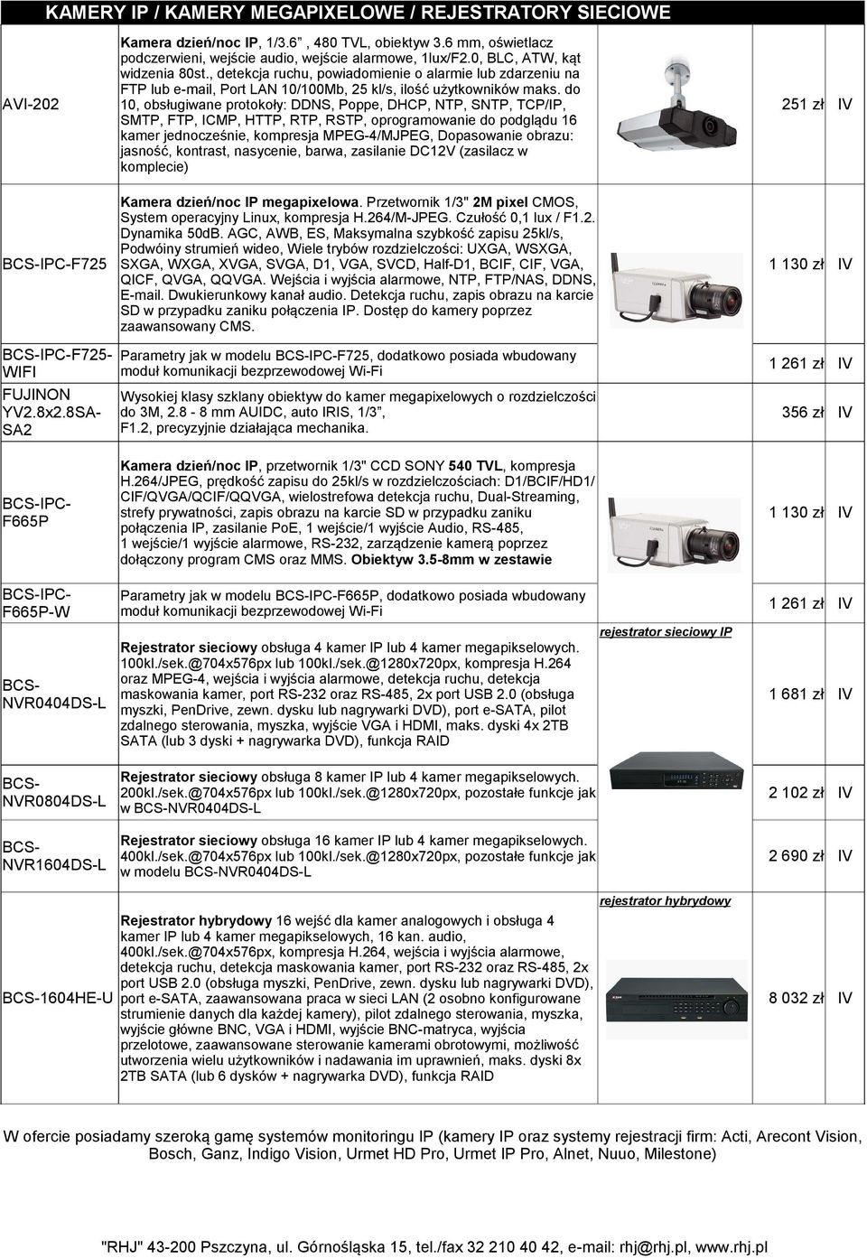 do 10, obsługiwane protokoły: DDNS, Poppe, DHCP, NTP, SNTP, TCP/IP, SMTP, FTP, ICMP, HTTP, RTP, RSTP, oprogramowanie do podglądu 16 kamer jednocześnie, kompresja MPEG-4/MJPEG, Dopasowanie obrazu: