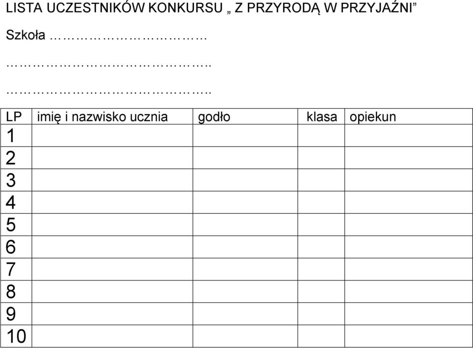 ... LP imię i nazwisko ucznia