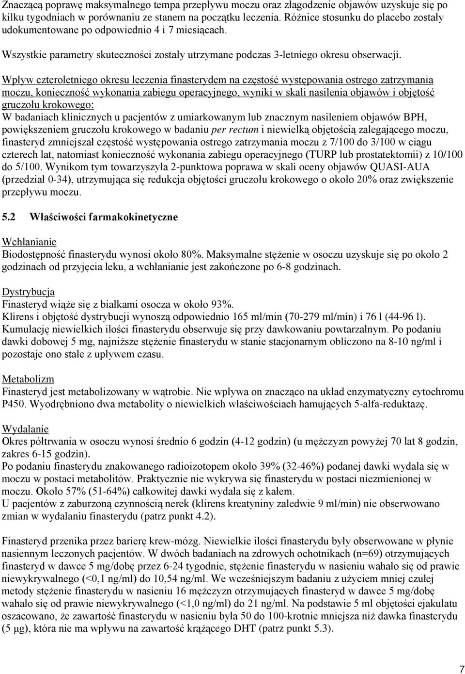 Wpływ czteroletniego okresu leczenia finasterydem na częstość występowania ostrego zatrzymania moczu, konieczność wykonania zabiegu operacyjnego, wyniki w skali nasilenia objawów i objętość gruczołu