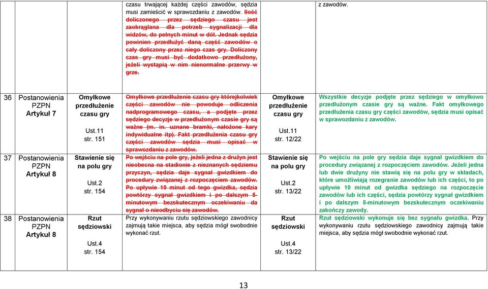 Jednak sędzia powinien przedłużyć daną część zawodów o cały doliczony przez niego czas gry. Doliczony czas gry musi być dodatkowo przedłużony, jeżeli wystąpią w nim nienormalne przerwy w grze.