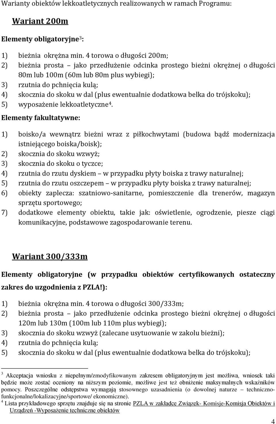 dal (plus ewentualnie dodatkowa belka do trójskoku); 5) wyposażenie lekkoatletyczne 4.