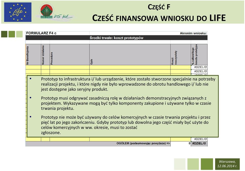 Wykazywane mogą być tylko komponenty zakupione i używane tylko w czasie trwania projektu.