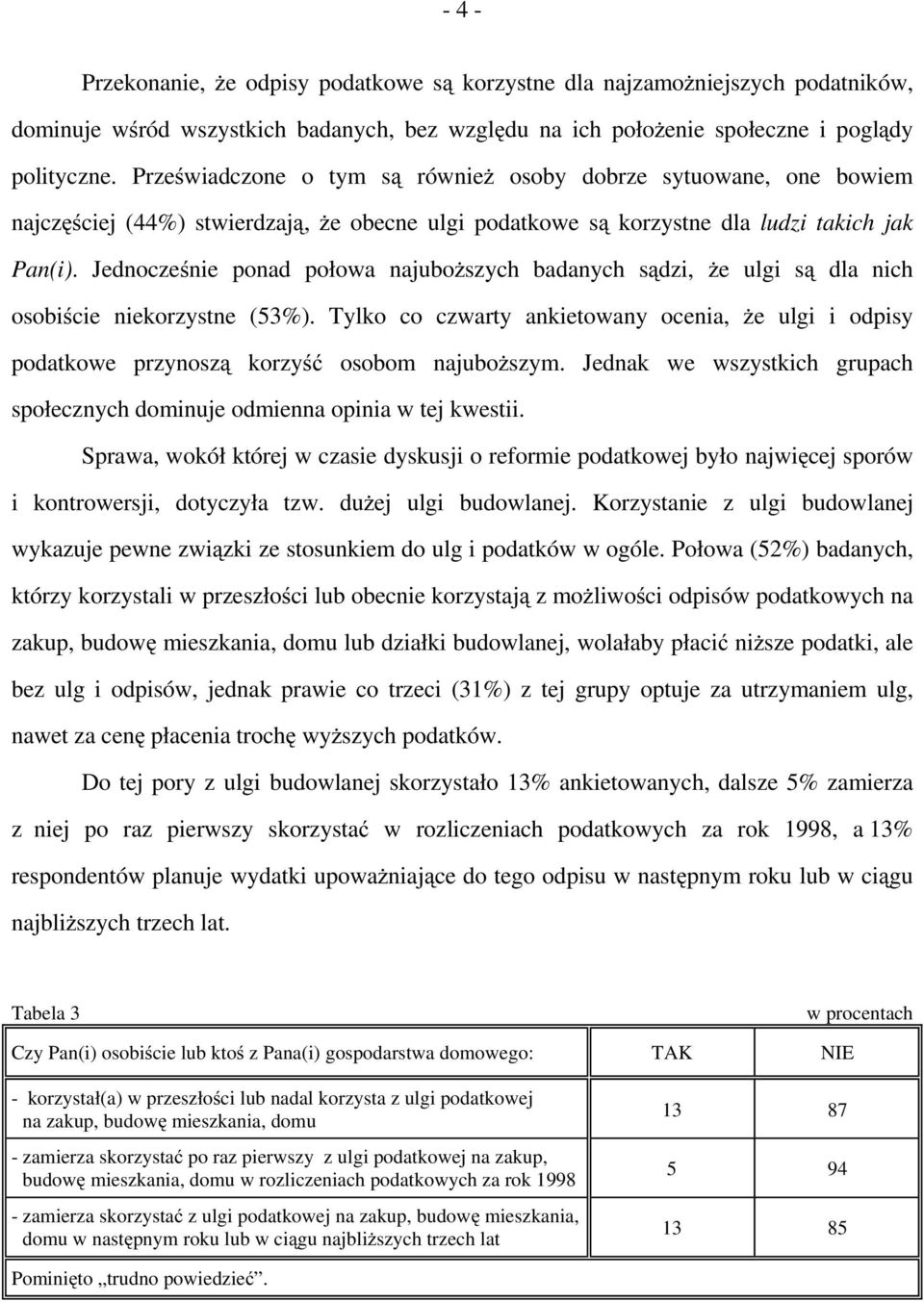 Jednocześnie ponad połowa najuboższych badanych sądzi, że ulgi są dla nich osobiście niekorzystne (53%).