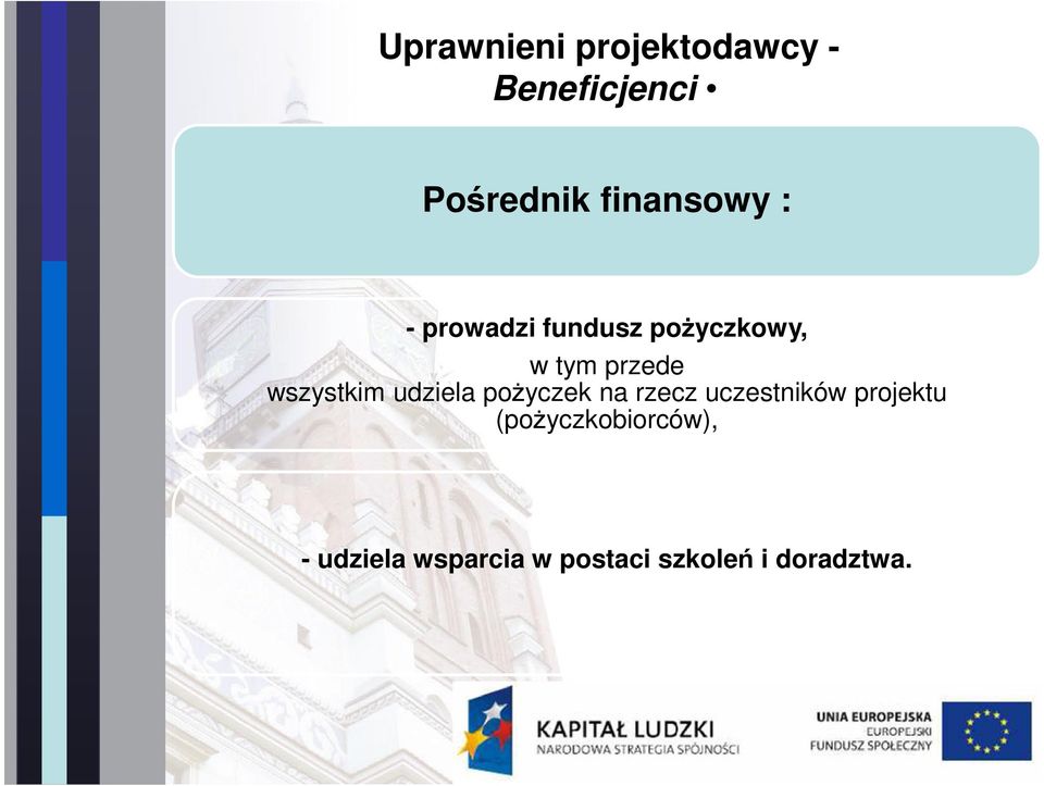 wszystkim udziela pożyczek na rzecz uczestników projektu