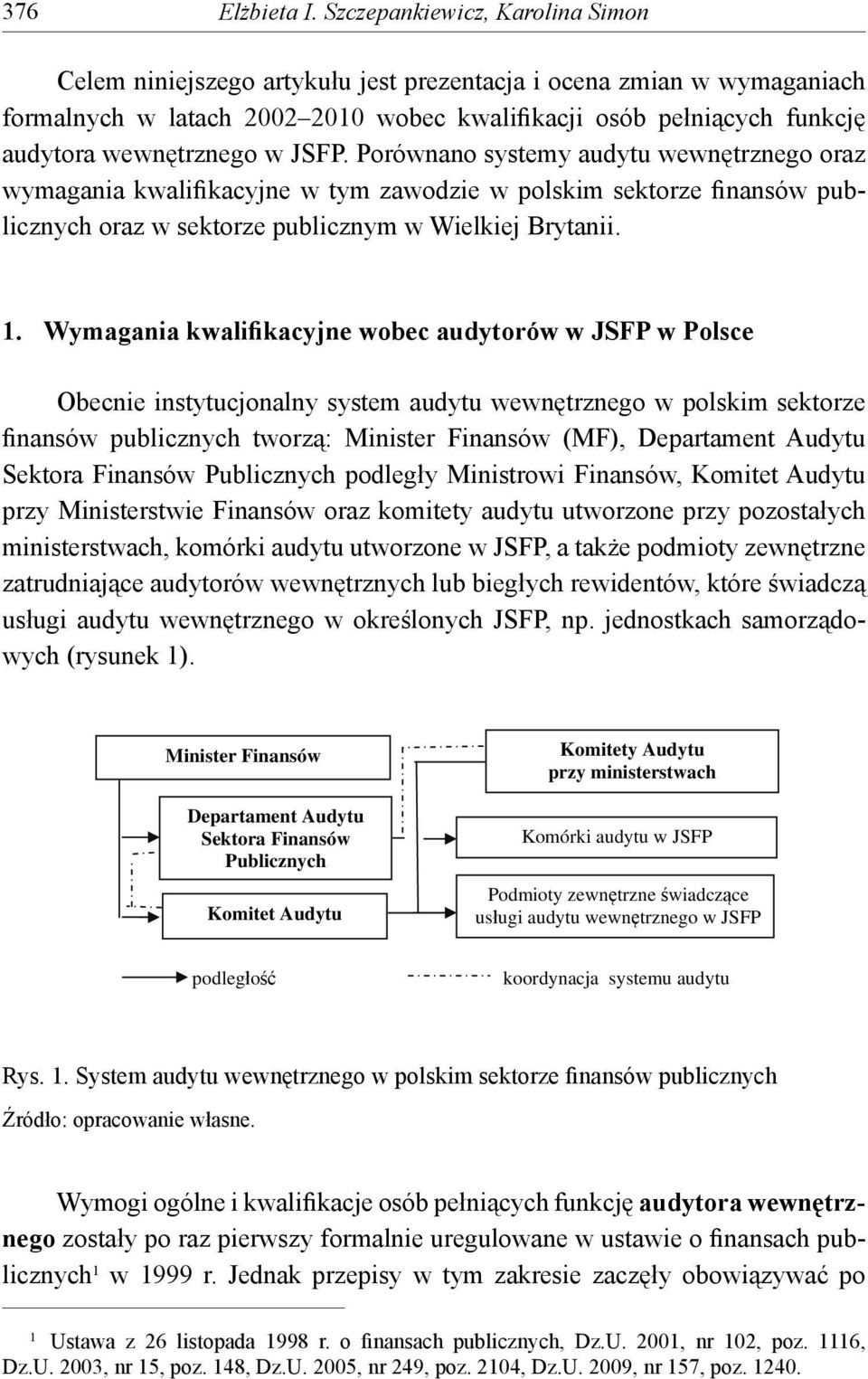w JSFP. Porównano systemy audytu wewnętrznego oraz wymagania kwalifikacyjne w tym zawodzie w polskim sektorze finansów publicznych oraz w sektorze publicznym w Wielkiej Brytanii. 1.
