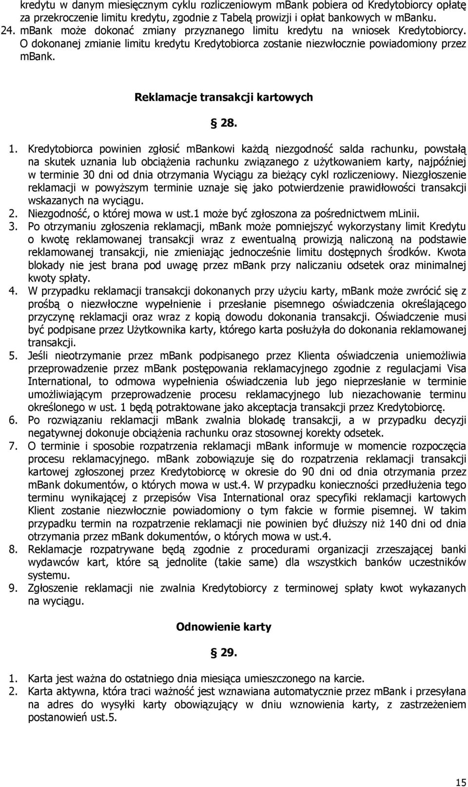 Reklamacje transakcji kartowych 28. 1.