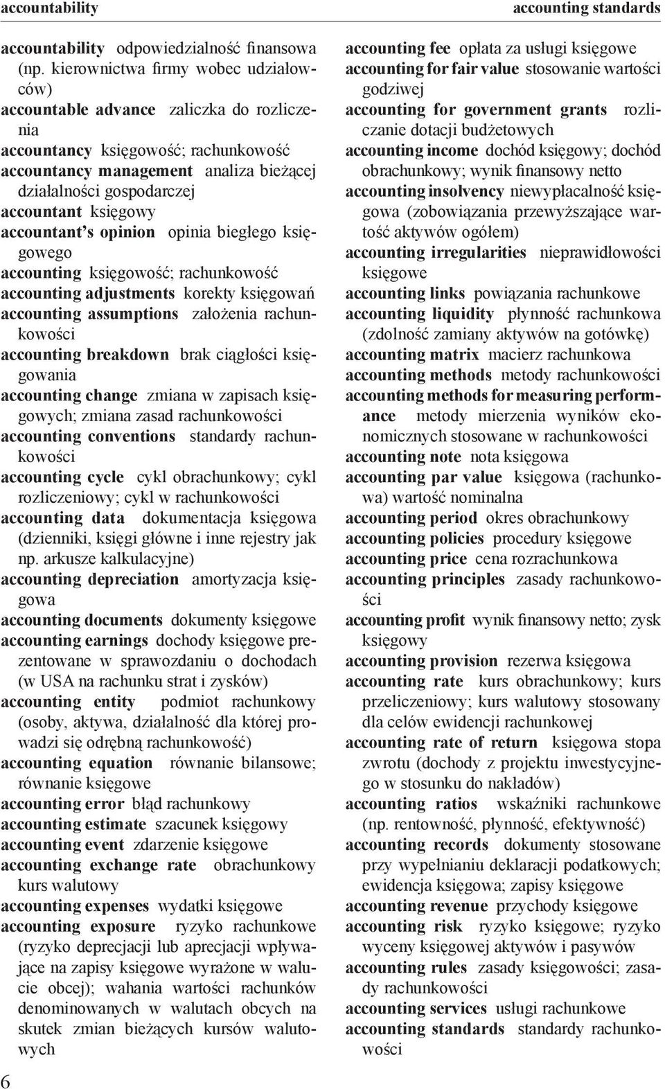 księgowy accountant s opinion opinia biegłego księgowego accounting księgowość; rachunkowość accounting adjustments korekty księgowań accounting assumptions założenia rachunkowości accounting