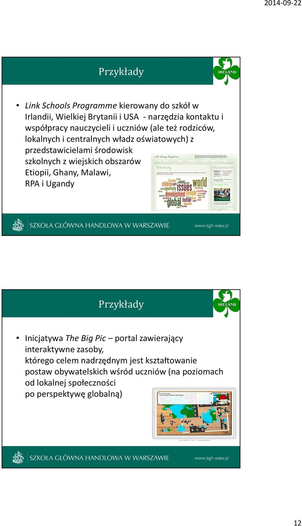 wiejskich obszarów Etiopii, Ghany, Malawi, RPA i Ugandy Przykłady Inicjatywa The Big Pic portal zawierający interaktywne zasoby,