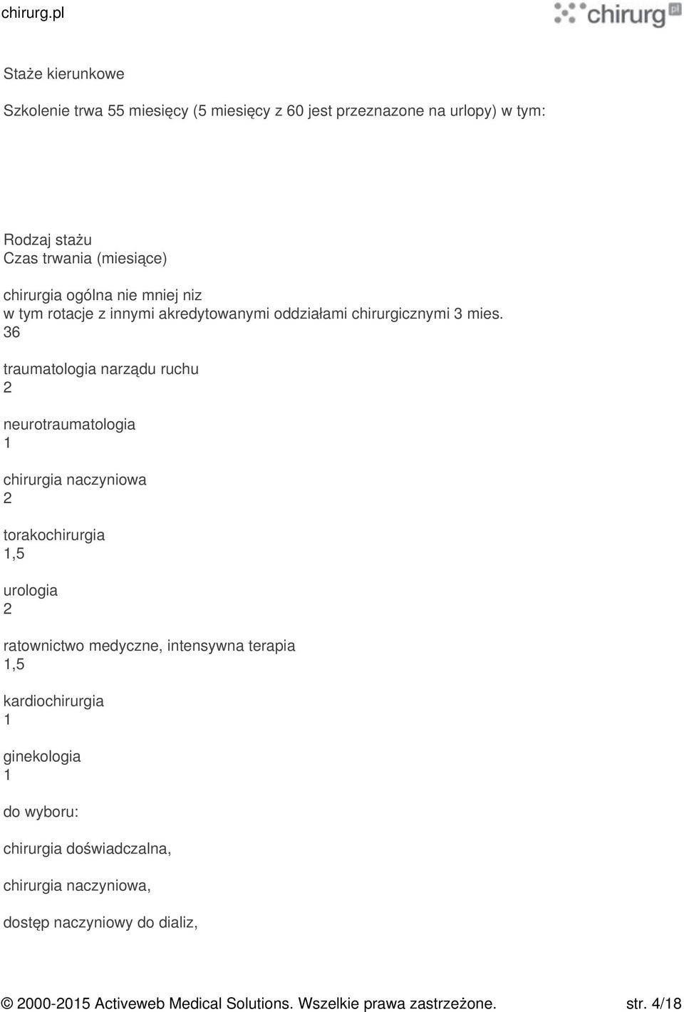 6 traumatologia narządu ruchu neurotraumatologia chirurgia naczyniowa torakochirurgia, urologia ratownictwo medyczne, intensywna terapia,