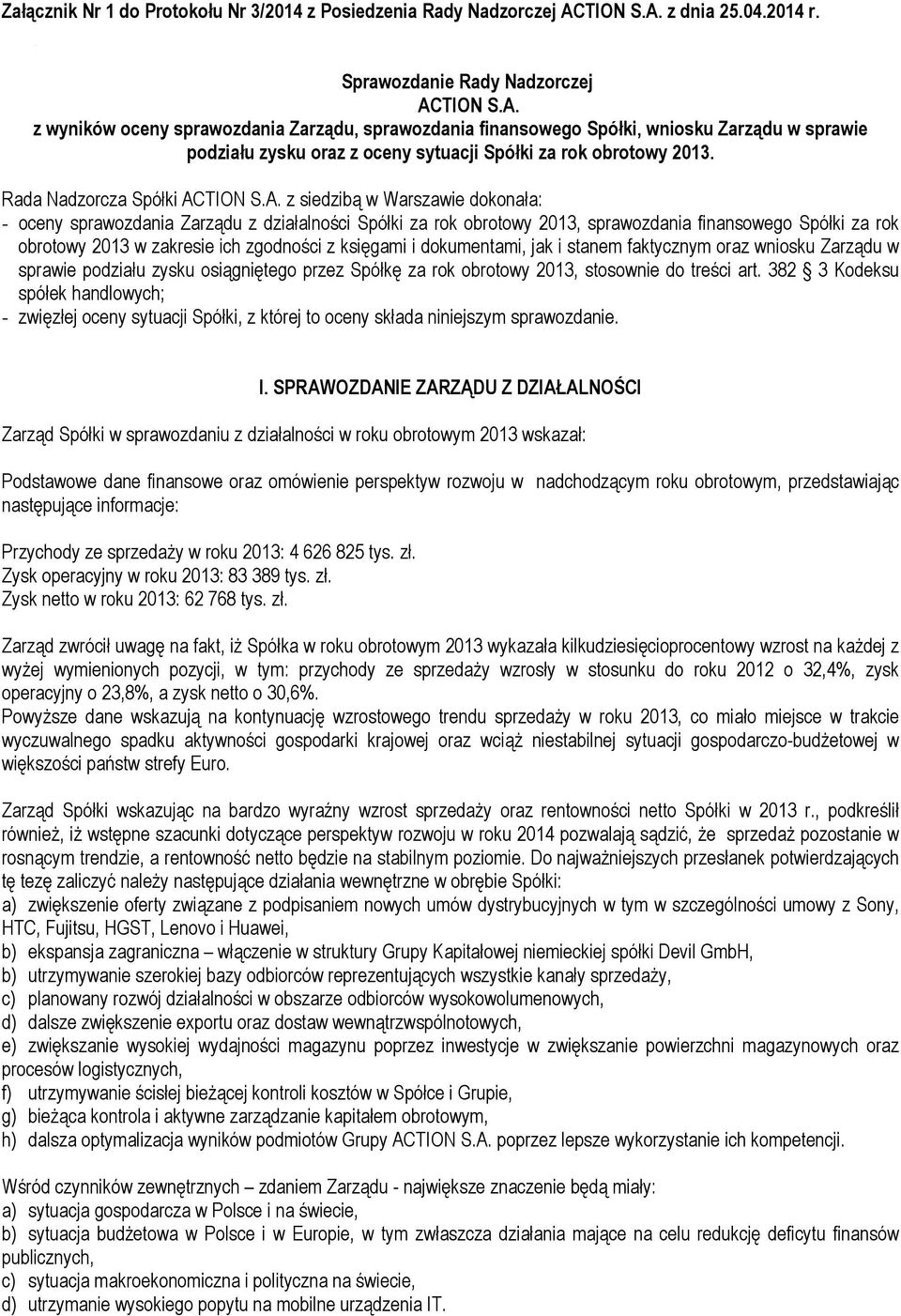 Rada Nadzorcza Spółki AC