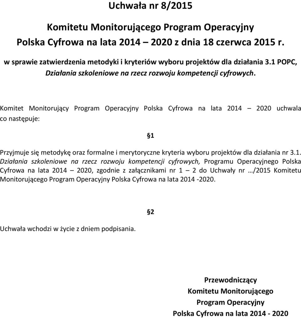 Komitet Monitorujący Program Operacyjny Polska Cyfrowa na lata 2014