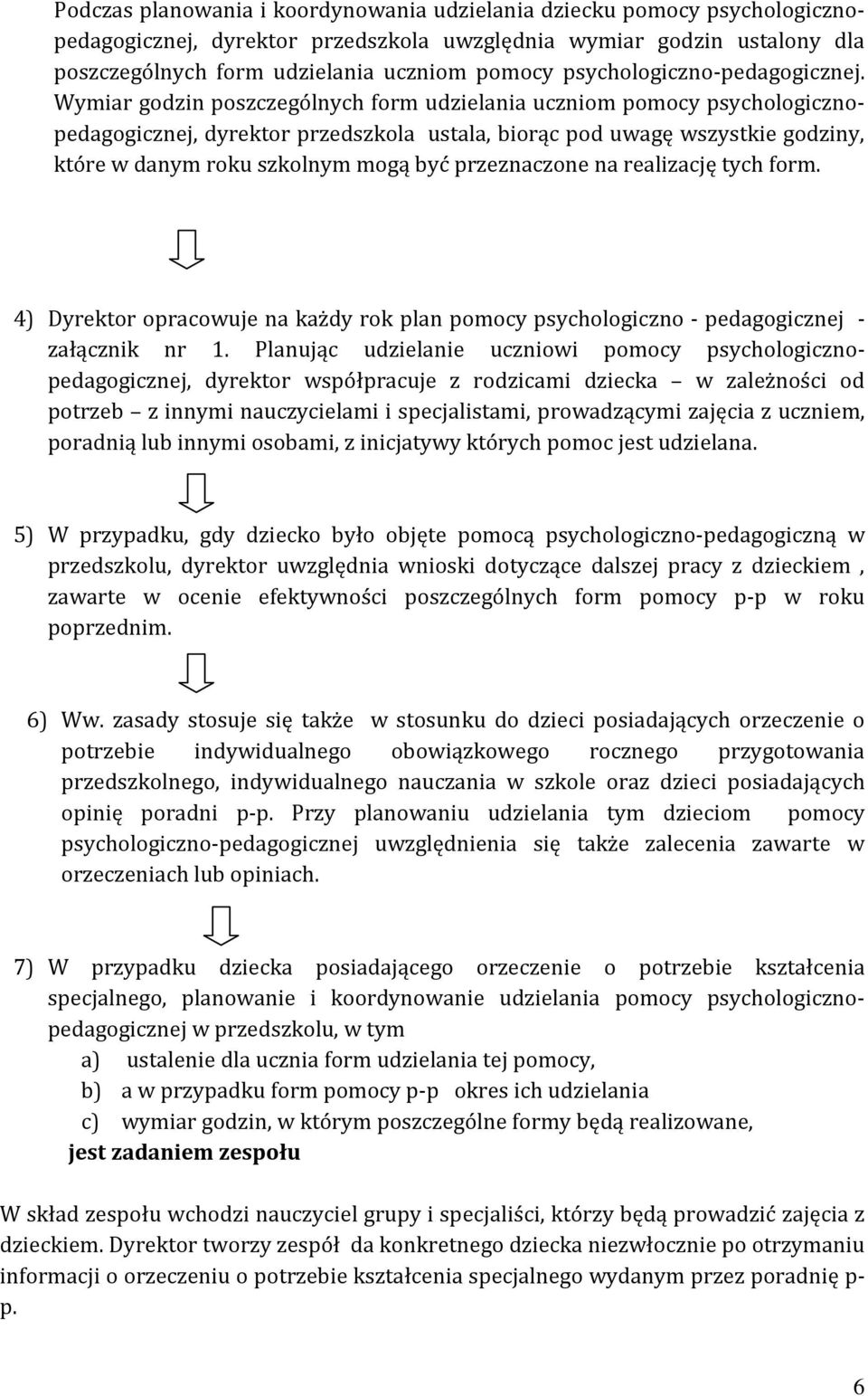 Wymiar godzin poszczególnych form udzielania uczniom pomocy psychologicznopedagogicznej, dyrektor przedszkola ustala, biorąc pod uwagę wszystkie godziny, które w danym roku szkolnym mogą być