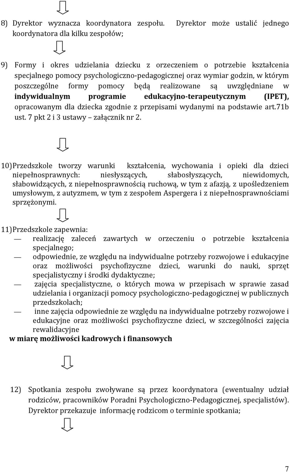 godzin, w którym poszczególne formy pomocy będą realizowane są uwzględniane w indywidualnym programie edukacyjno-terapeutycznym (IPET), opracowanym dla dziecka zgodnie z przepisami wydanymi na