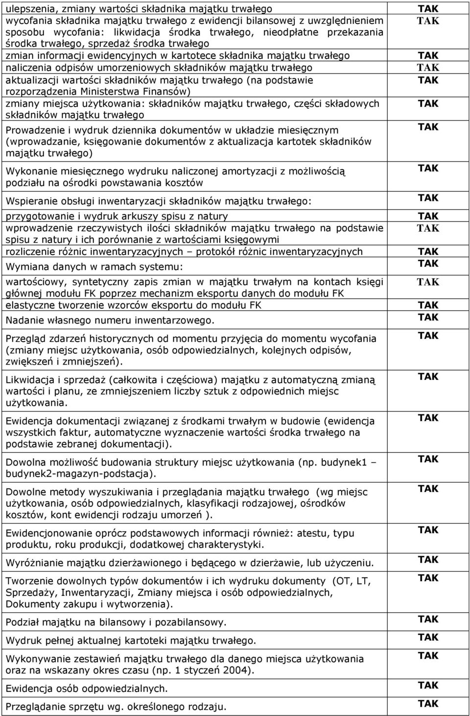 wartości składników majątku trwałego (na podstawie rozporządzenia Ministerstwa Finansów) zmiany miejsca użytkowania: składników majątku trwałego, części składowych składników majątku trwałego