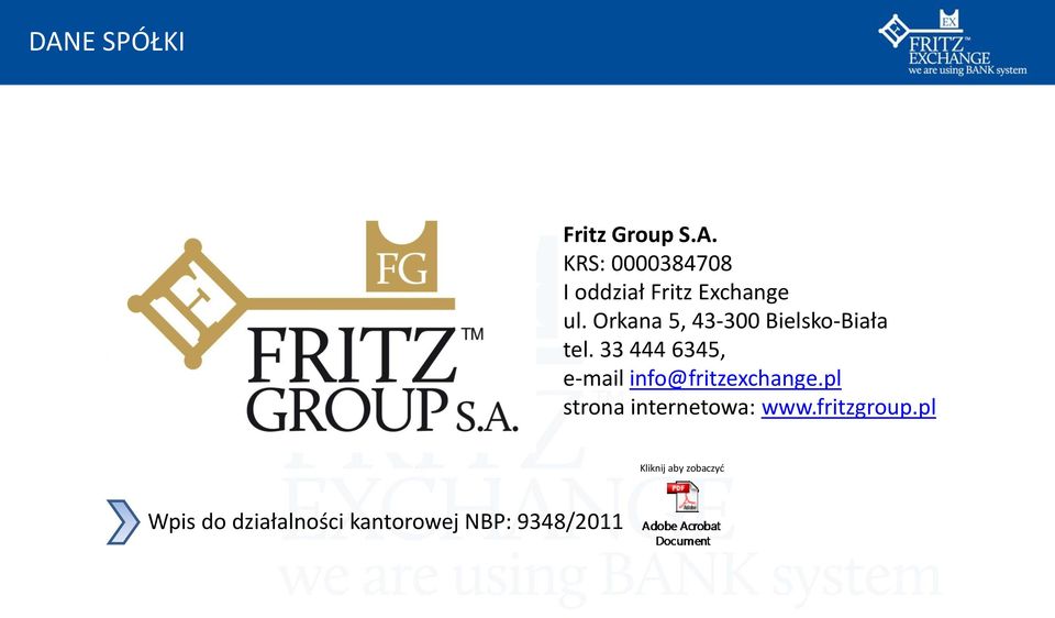 33 444 6345, e-mail info@fritzexchange.