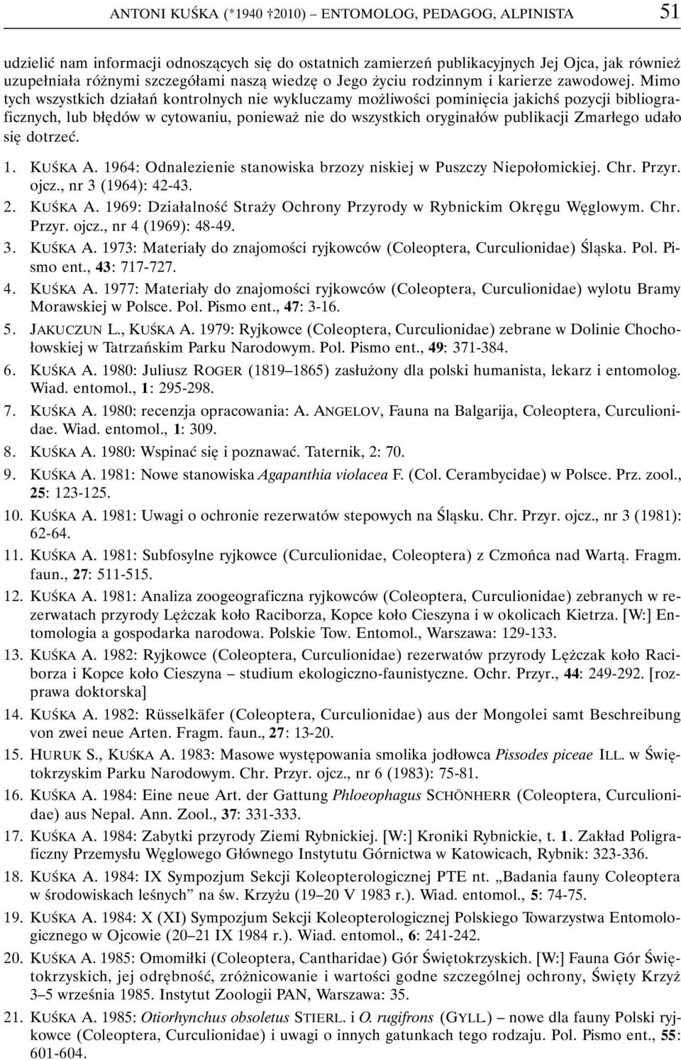 Mimo tych wszystkich działań kontrolnych nie wykluczamy możliwości pominięcia jakichś pozycji bibliograficznych, lub błędów w cytowaniu, ponieważ nie do wszystkich oryginałów publikacji Zmarłego
