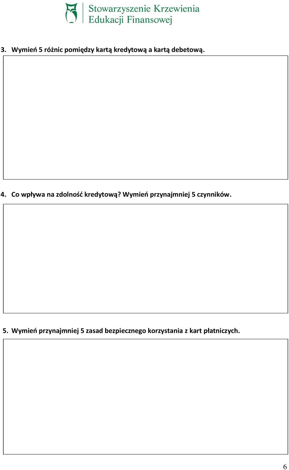 Wymień przynajmniej 5 