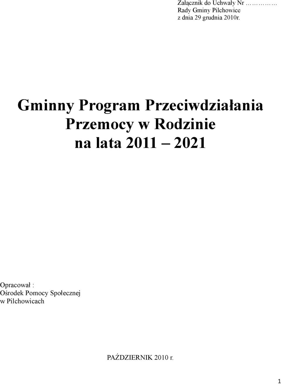 Gminny Program Przeciwdziałania Przemocy w Rodzinie