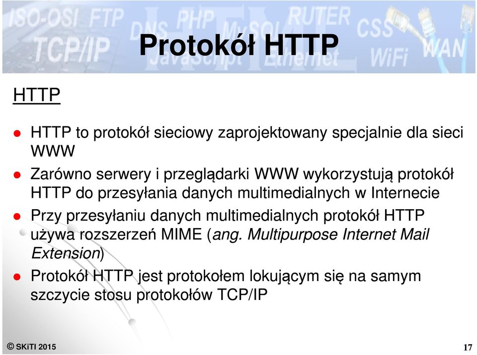 przesyłaniu danych multimedialnych protokół HTTP używa rozszerzeń MIME (ang.