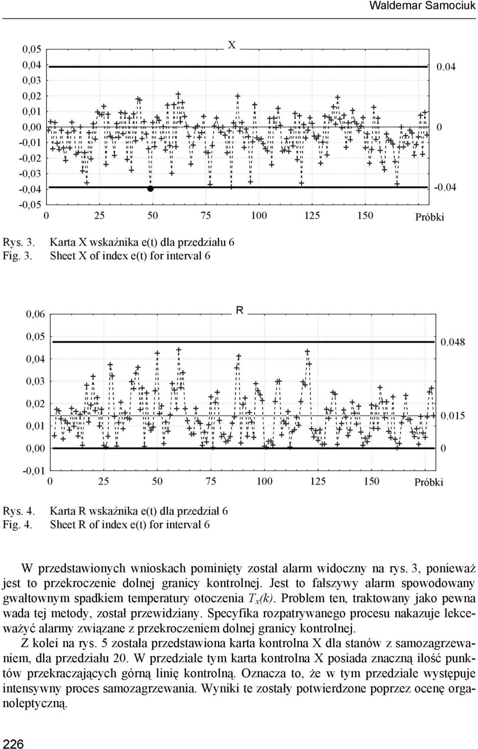 3, ponieważ jest to przekroczenie dolnej granicy kontrolnej. Jest to fałszywy alarm spowodowany gwałtownym spadkiem temperatury otoczenia T x (k).