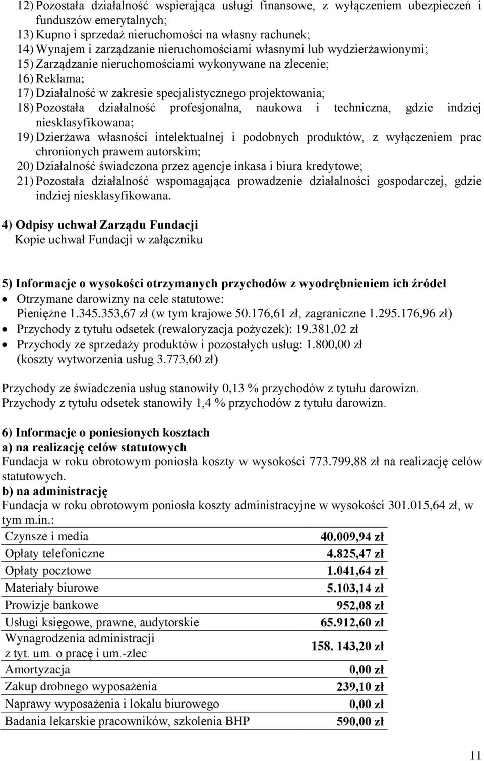działalność profesjonalna, naukowa i techniczna, gdzie indziej niesklasyfikowana; 19) Dzierżawa własności intelektualnej i podobnych produktów, z wyłączeniem prac chronionych prawem autorskim; 20)