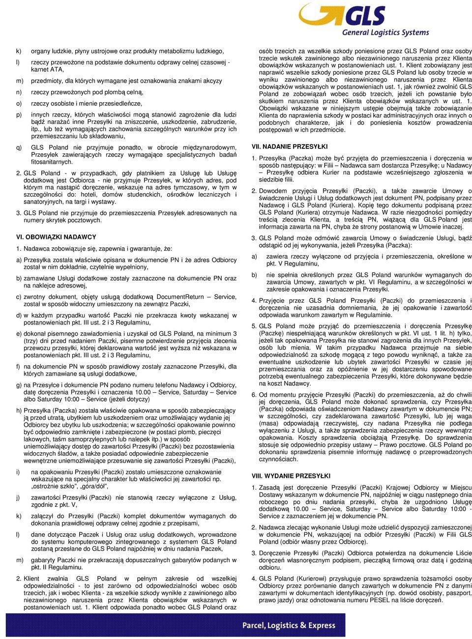 Regulamin Świadczenia Usług przez General Logistics Systems Poland Spółka z  o.o. - PDF Free Download