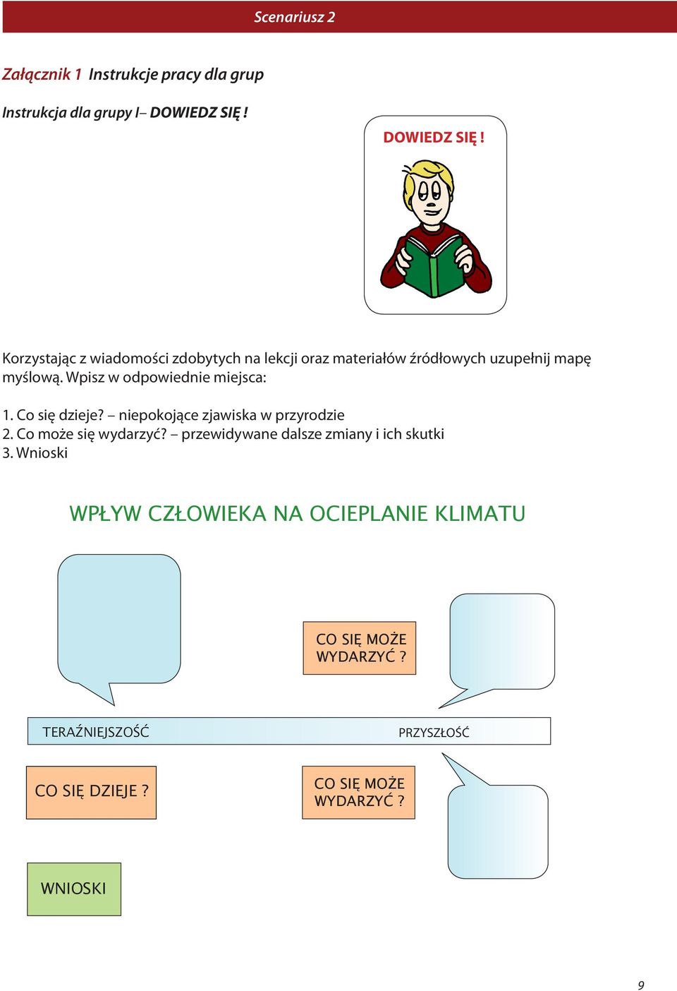 Wpisz w odpowiednie miejsca: 1. Co się dzieje? niepokojące zjawiska w przyrodzie 2. Co może się wydarzyć?