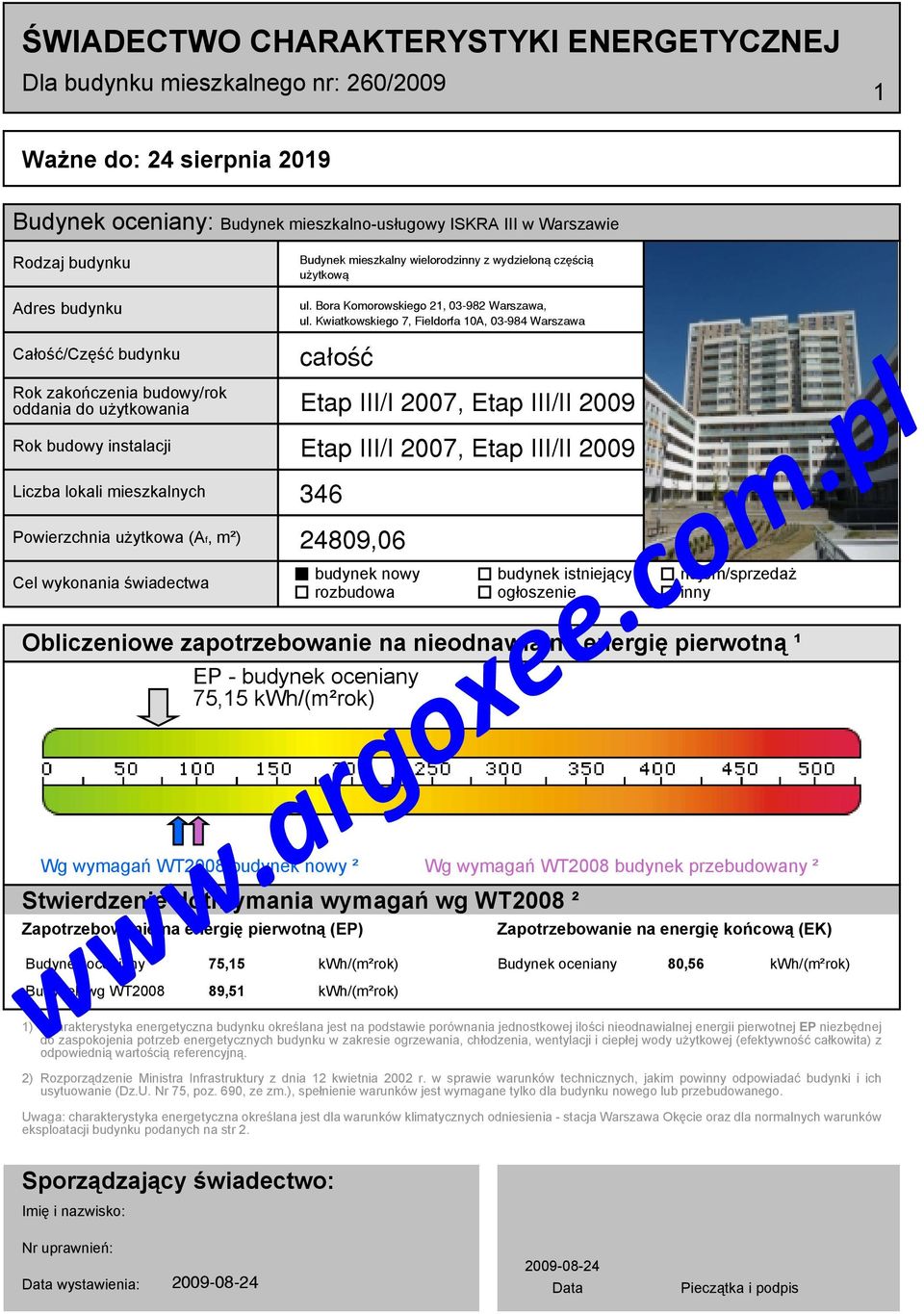 rozbudowa ogłoszenie inny Obliczeniowe zapotrzebowanie na nieodnawialną energię pierwotną ¹ EP - budynek oceniany 75,15 kwh/(m²rok) Wg wymagań WT2008 budynek nowy ² Wg wymagań WT2008 budynek