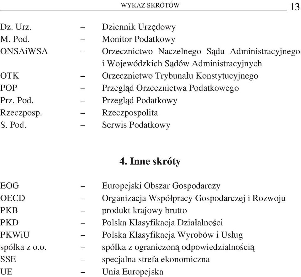 Przegląd Orzecznictwa Podatkowego Prz. Pod. Przegląd Podatkowy Rzeczposp. Rzeczpospolita S. Pod. Serwis Podatkowy 4.