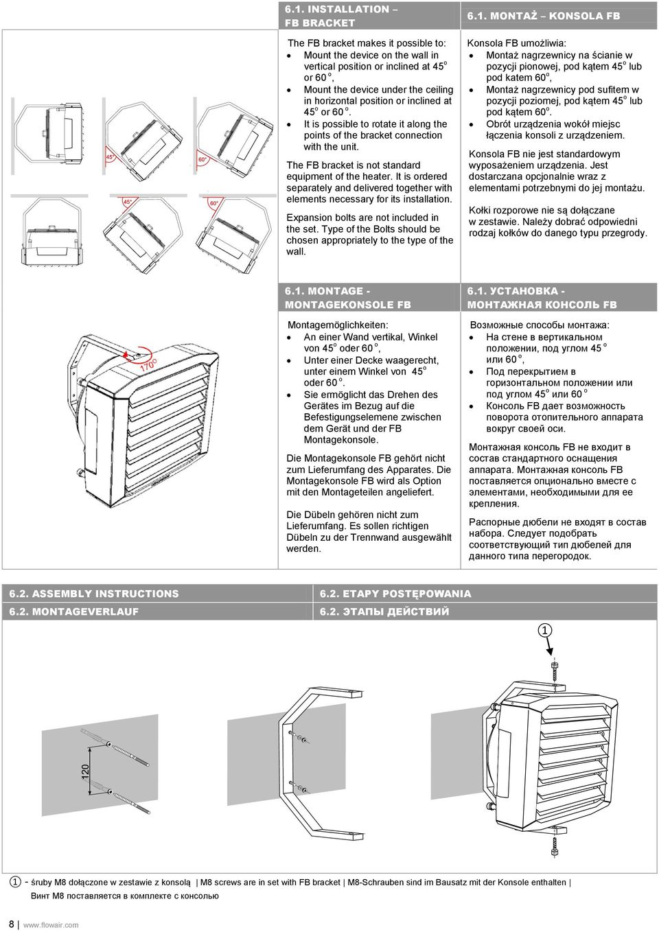 It is ordered separately and delivered together with elements necessary for its installation. Expansion bolts are not included in the set.