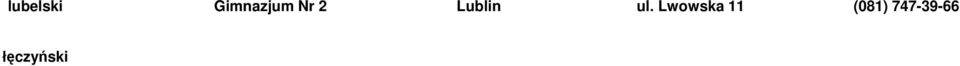 Lublin - dyrektorzy liceów profilowanych, uzupełniających, techników oraz zeespołów tych szkół VII Liceum Ogólnokształcące Lublin ul. Farbiarska 8 (081) 532-65-12 Gimnazjum Nr 9 Lublin ul.