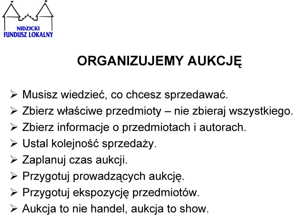 Zbierz informacje o przedmiotach i autorach. Ustal kolejność sprzedaży.