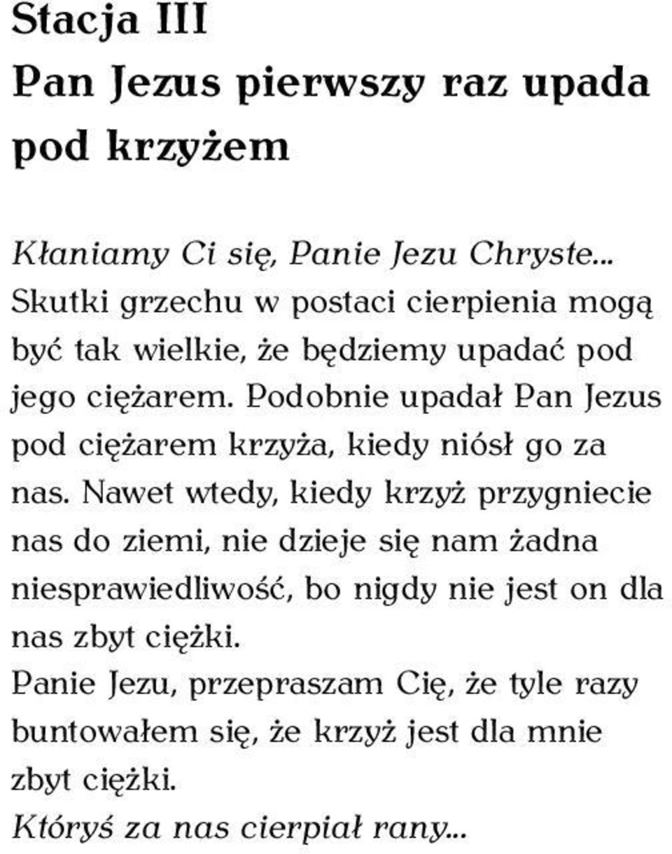 Podobnie upadał Pan Jezus pod ciężarem krzyża, kiedy niósł go za nas.