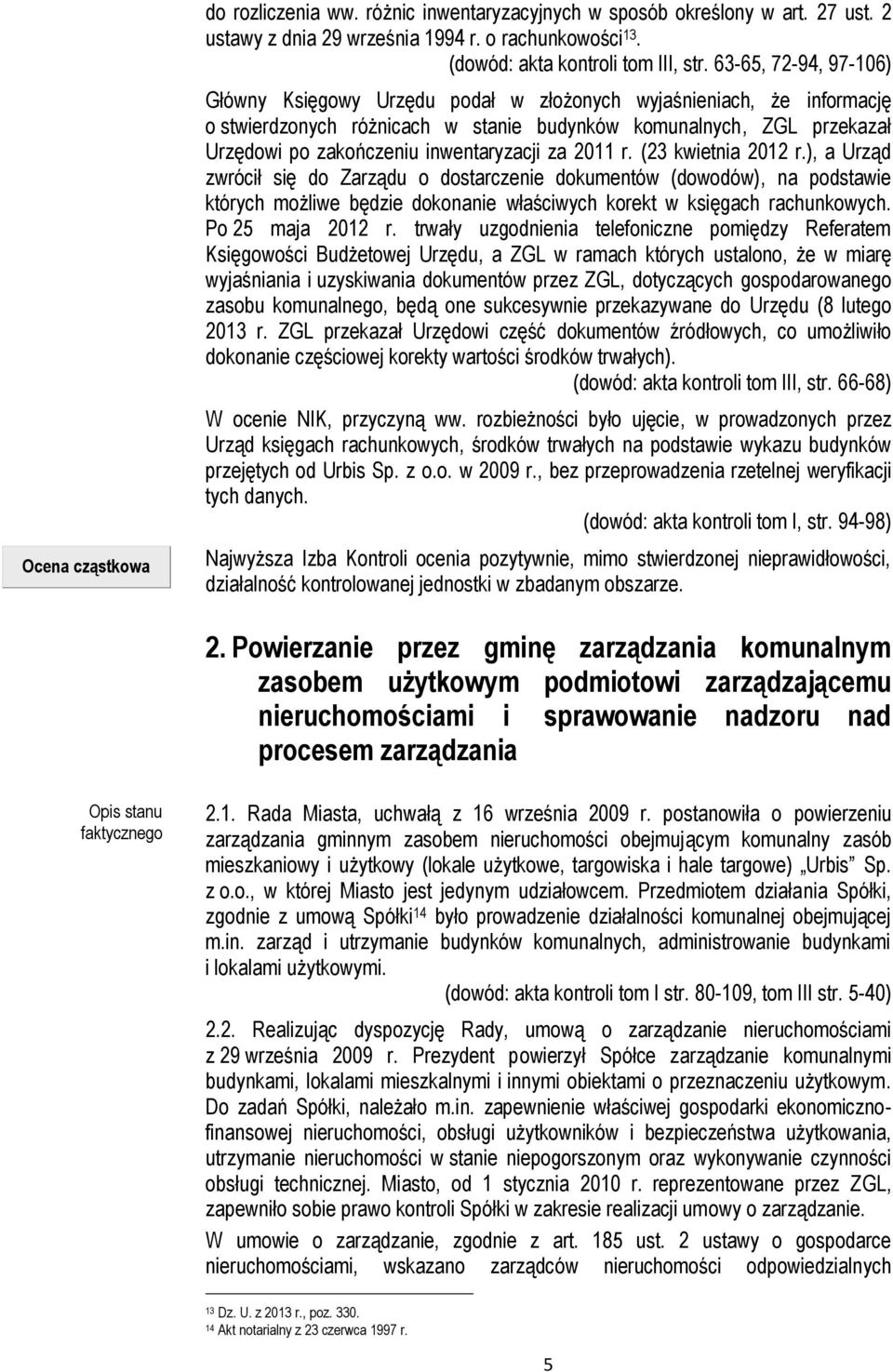 inwentaryzacji za 2011 r. (23 kwietnia 2012 r.