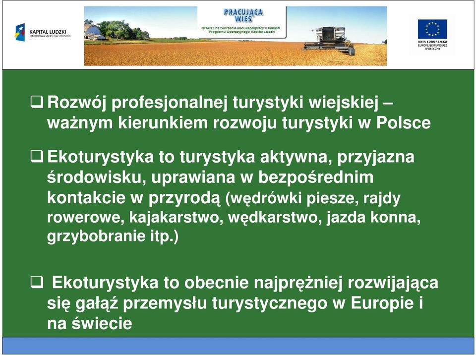 przyrodą (wędrówki piesze, rajdy rowerowe, kajakarstwo, wędkarstwo, jazda konna, grzybobranie