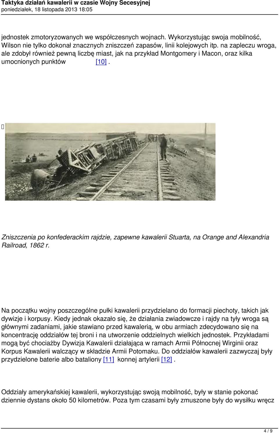 Zniszczenia po konfederackim rajdzie, zapewne kawalerii Stuarta, na Orange and Alexandria Railroad, 1862 r.
