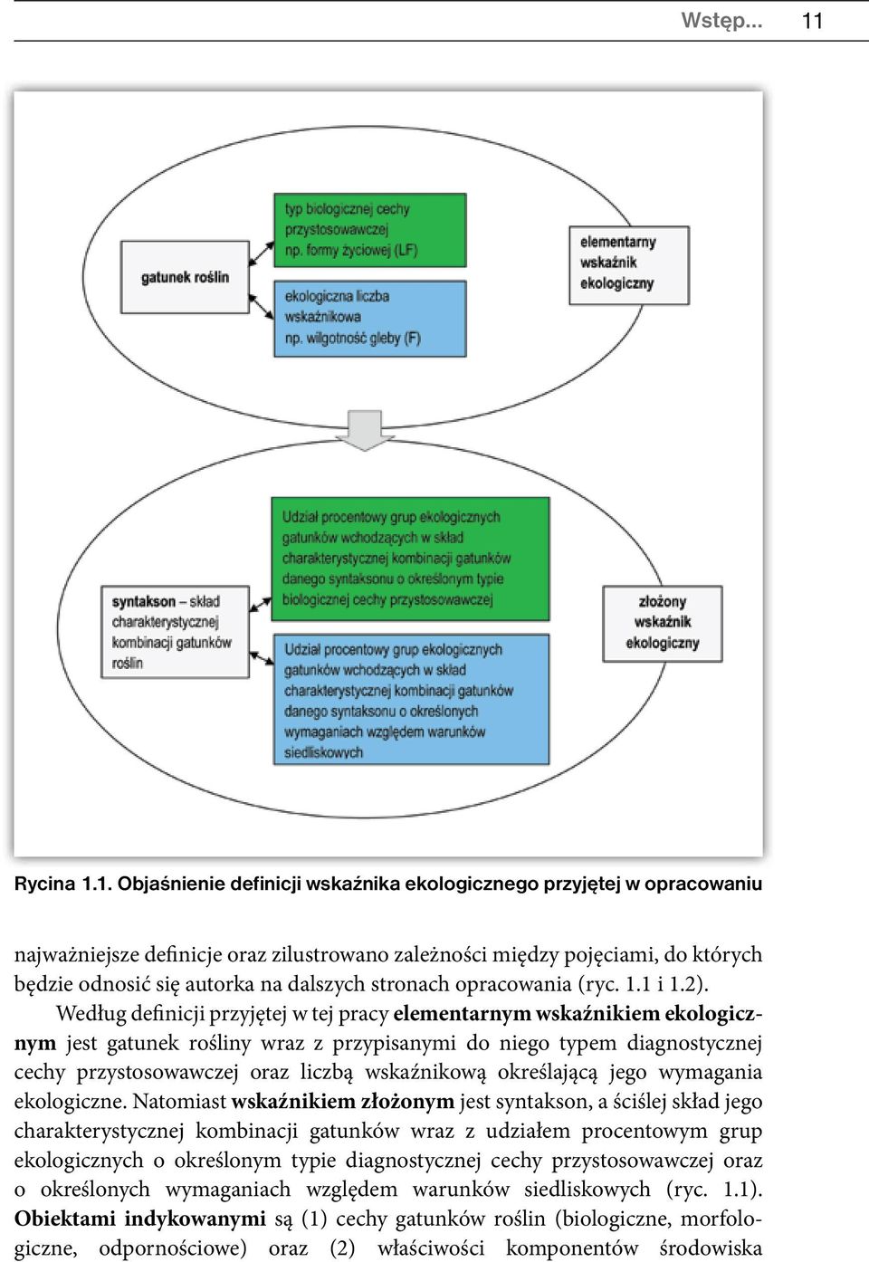 1. Objaśnienie definicji wskaźnika ekologicznego przyjętej w opracowaniu najważniejsze definicje oraz zilustrowano zależności między pojęciami, do których będzie odnosić się autorka na dalszych