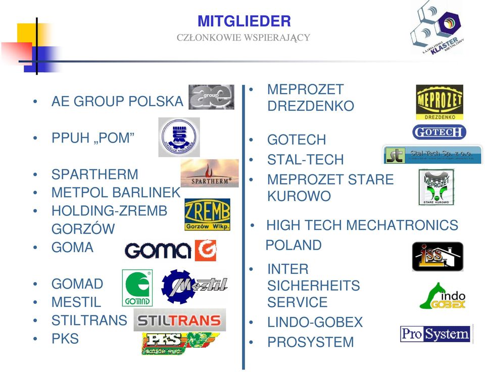 MEPROZET DREZDENKO GOTECH STAL-TECH MEPROZET STARE KUROWO HIGH TECH HIGH
