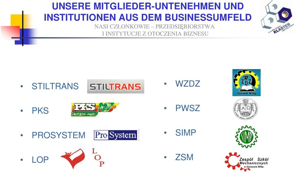 CZŁONKOWIE PRZEDSI BIORSTWA I INSTYTUCJE Z