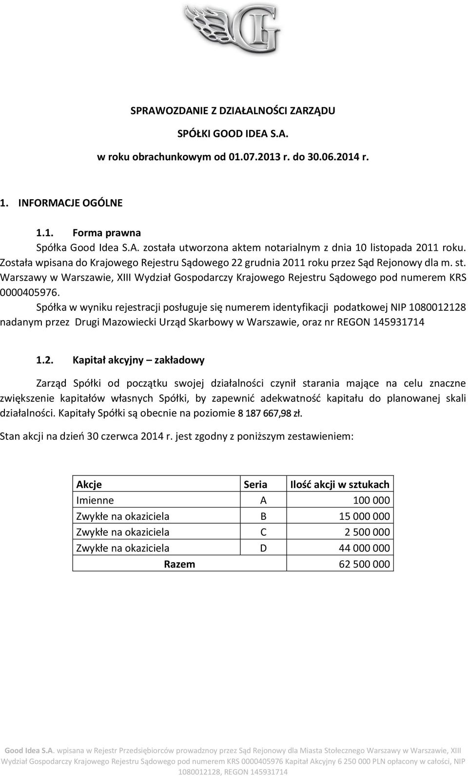 Spółka w wyniku rejestracji posługuje się numerem identyfikacji podatkowej NIP 10800121