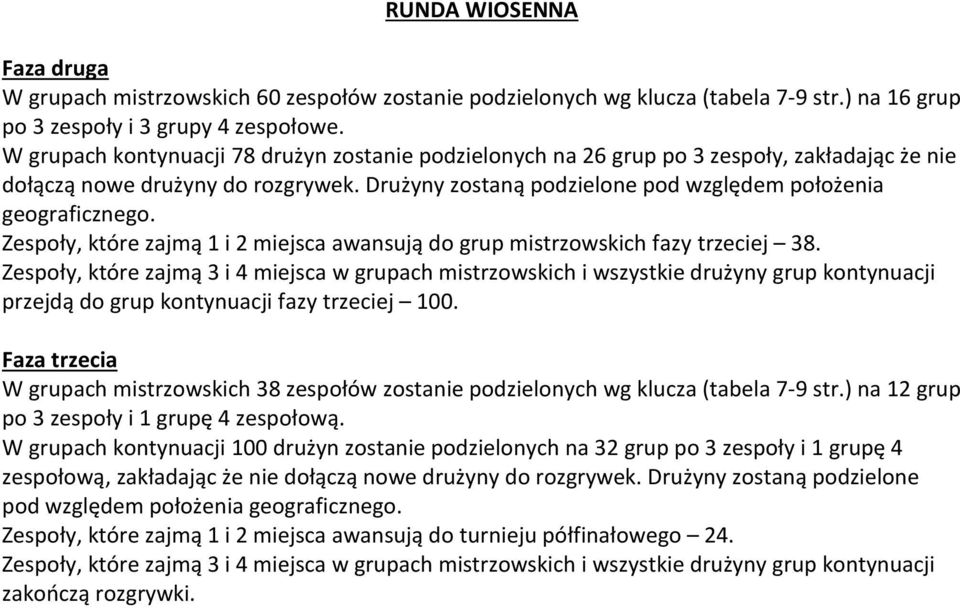 Zespoły, które zajmą 1 i 2 miejsca awansują do grup mistrzowskich fazy trzeciej 38.