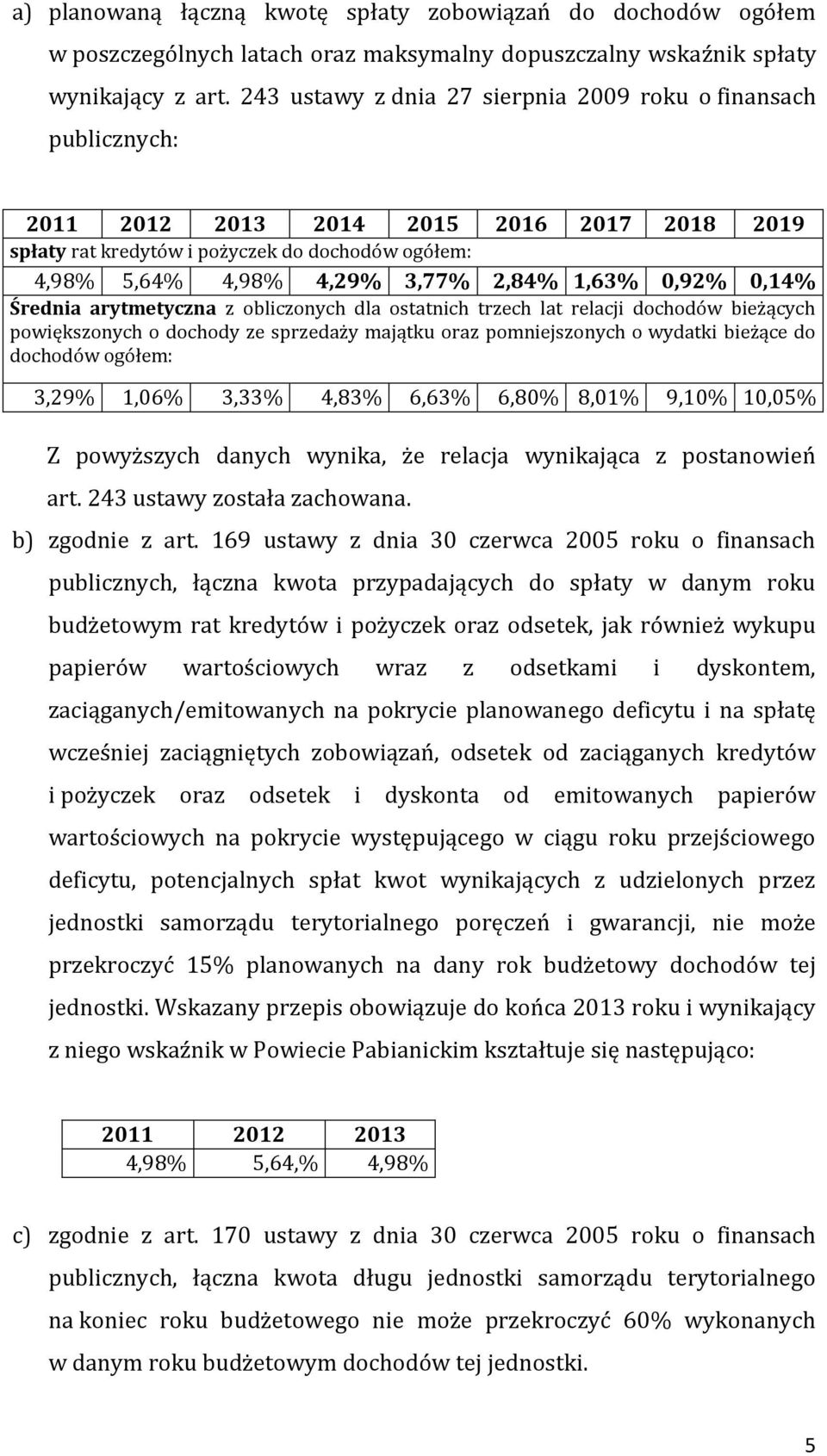 1,63% 0,92% 0,14% Średnia arytmetyczna z obliczonych dla ostatnich trzech lat relacji dochodów bieżących powiększonych o dochody ze sprzedaży majątku oraz pomniejszonych o wydatki bieżące do dochodów