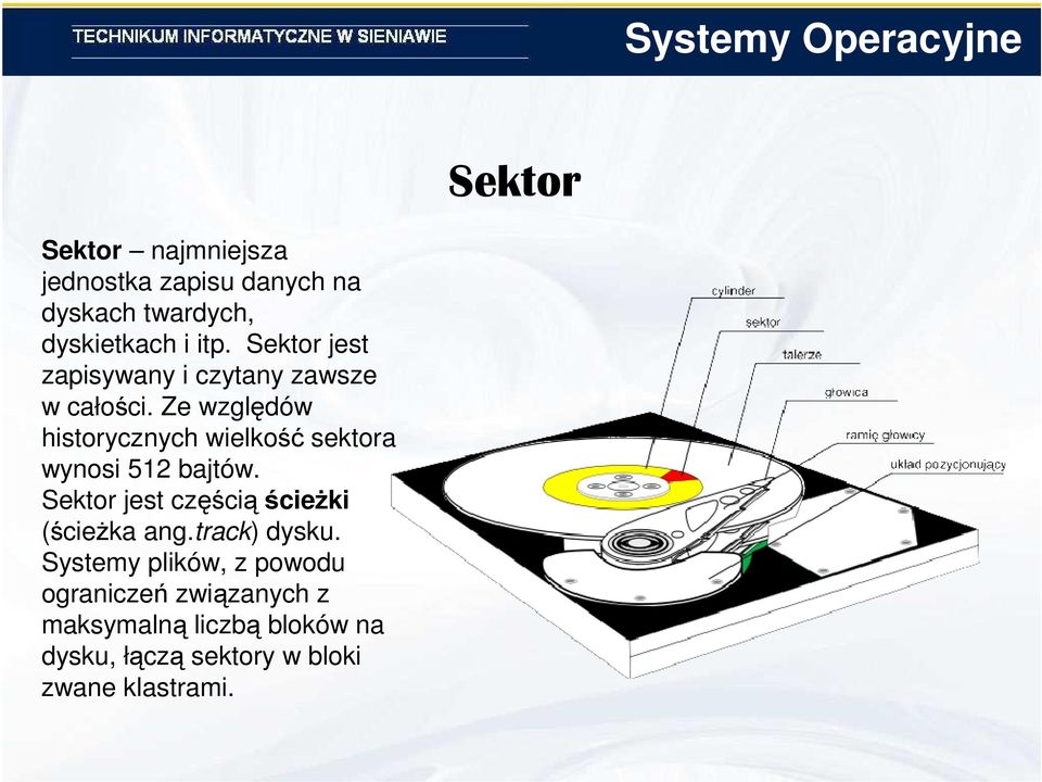 Ze względów historycznych wielkość sektora wynosi 512 bajtów.